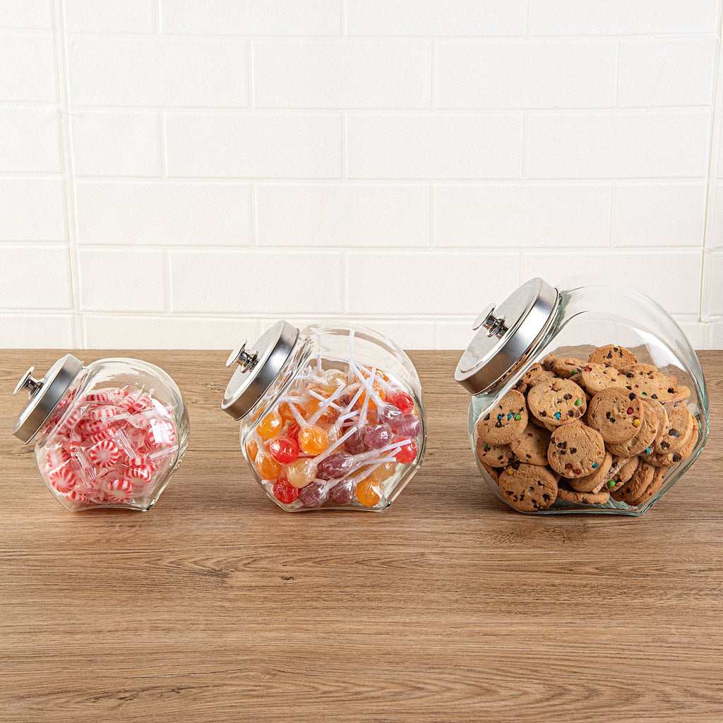 Vetri 0.5 gal Glass Penny Jar - with Chrome Lid - 4" x 4" x 7 1/2" - 1 count box