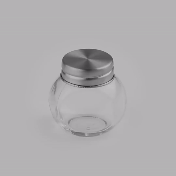Vetri 2 oz Glass Mini Favor Jar - with Chrome Lid - 2 1/4" x 1 1/2" x 2 1/4" - 100 count box