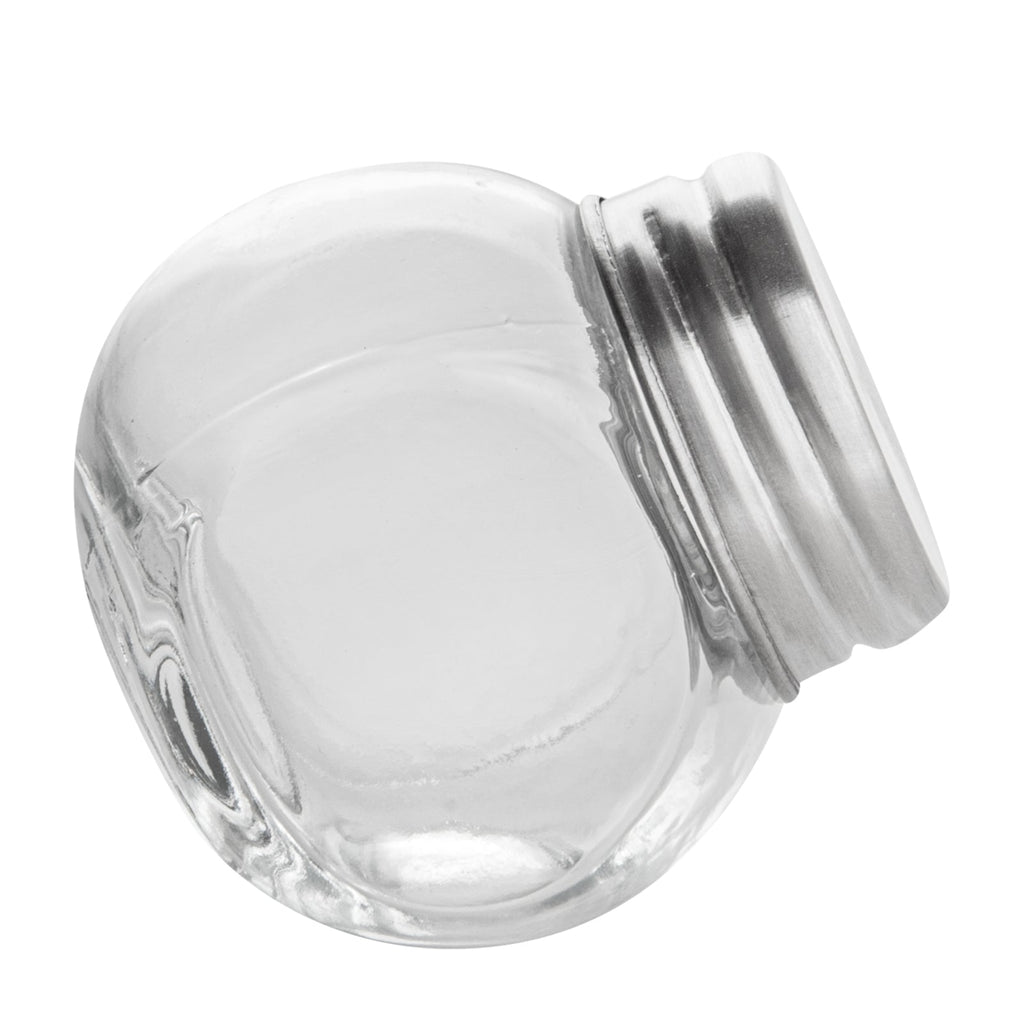 Vetri 2 oz Glass Mini Favor Jar - with Chrome Lid - 2 1/4" x 1 1/2" x 2 1/4" - 100 count box