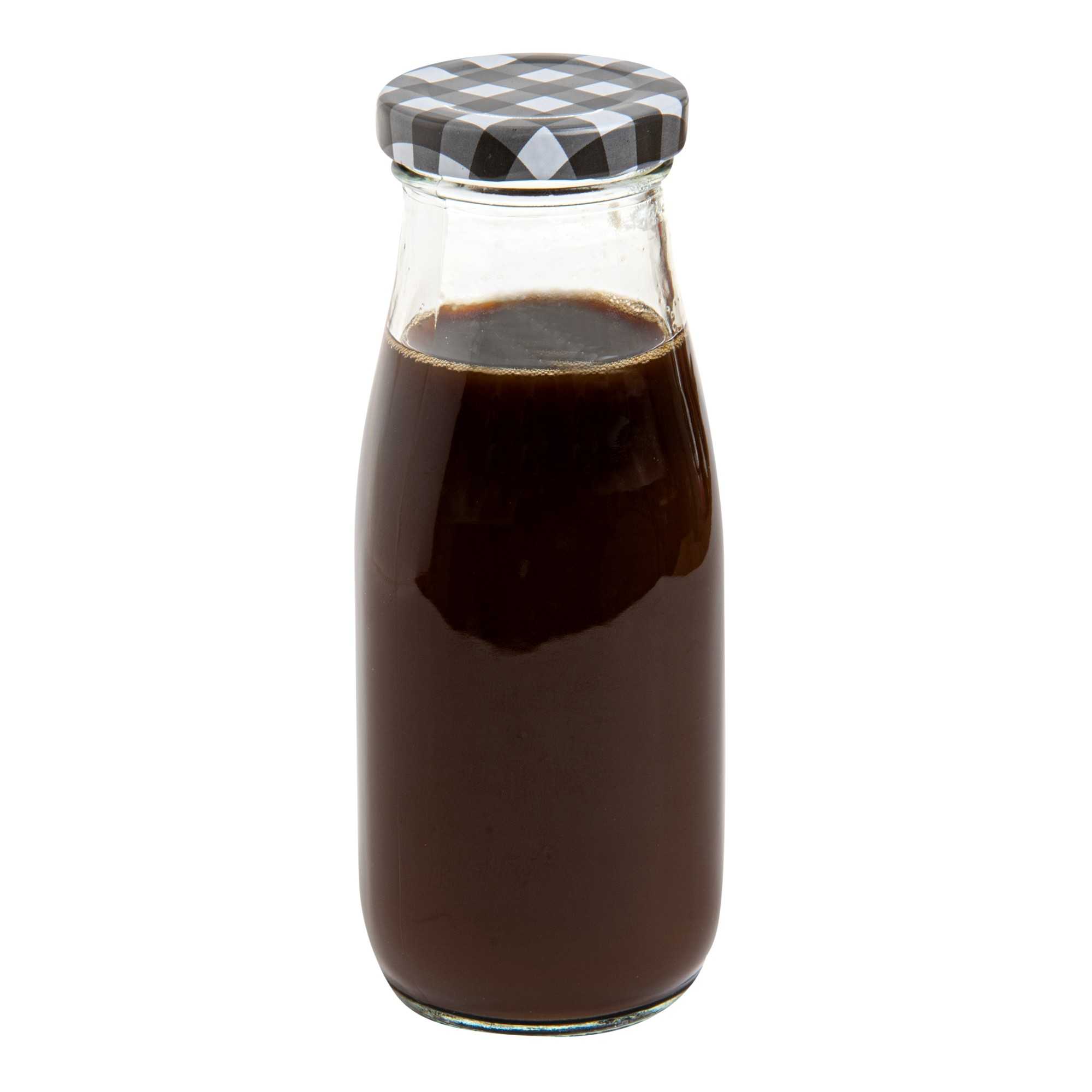 French Countryside 11 oz Glass Bottle - with Black Plaid Lid - 2 1/2" x 2 1/2" x 6" - 10 count box