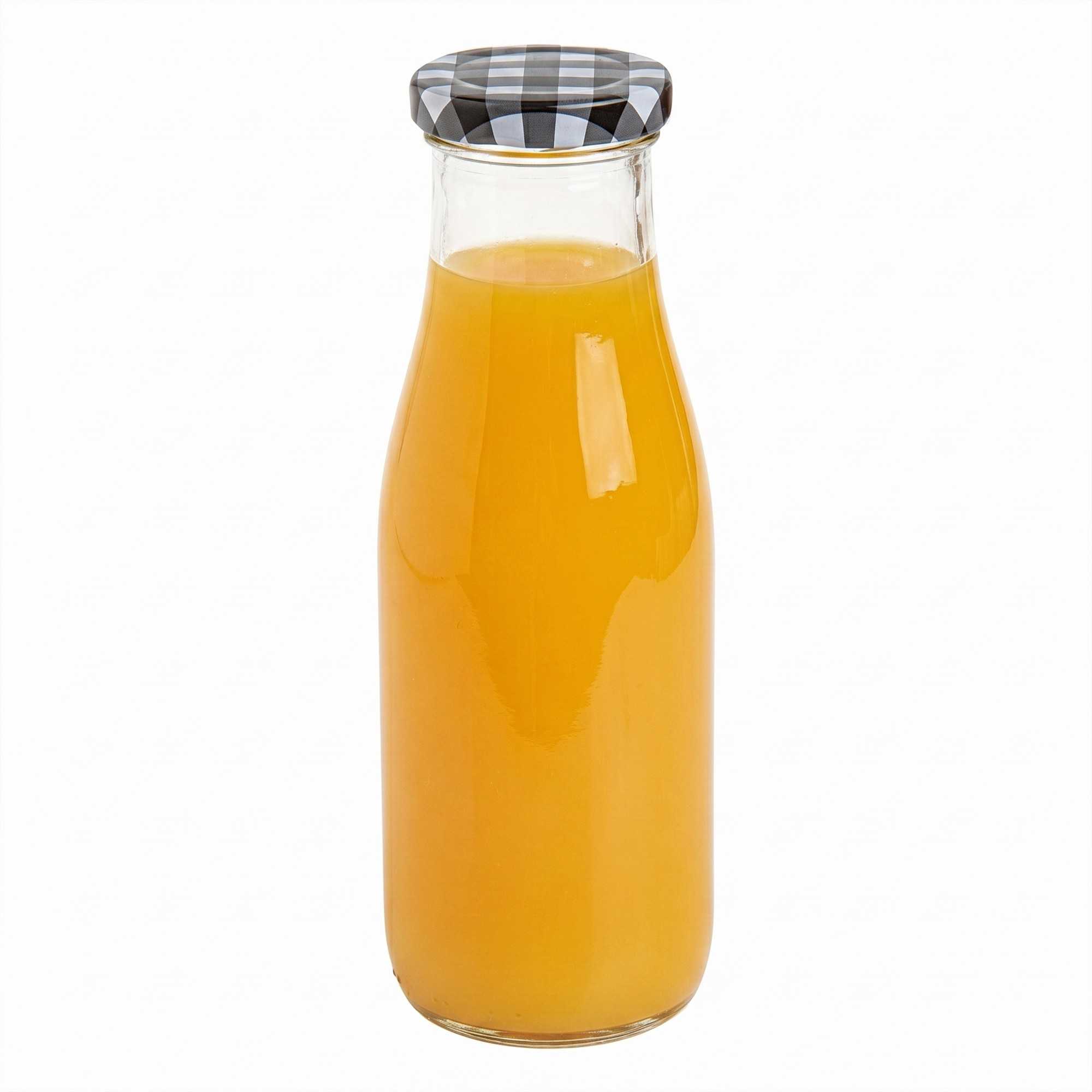 French Countryside 15 oz Glass Bottle - with Black Plaid Lid - 2 1/2" x 2 1/2" x 7 1/2" - 10 count box