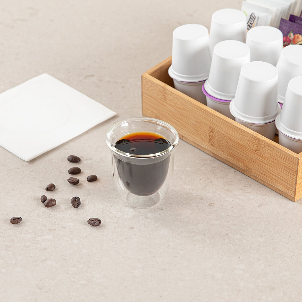 Forma Professional 3 oz Shot Glass / Espresso Cup - Double Wall, Borosilicate - 2 1/2'' x 2 1/2'' x 2 1/2'' - 12 count box