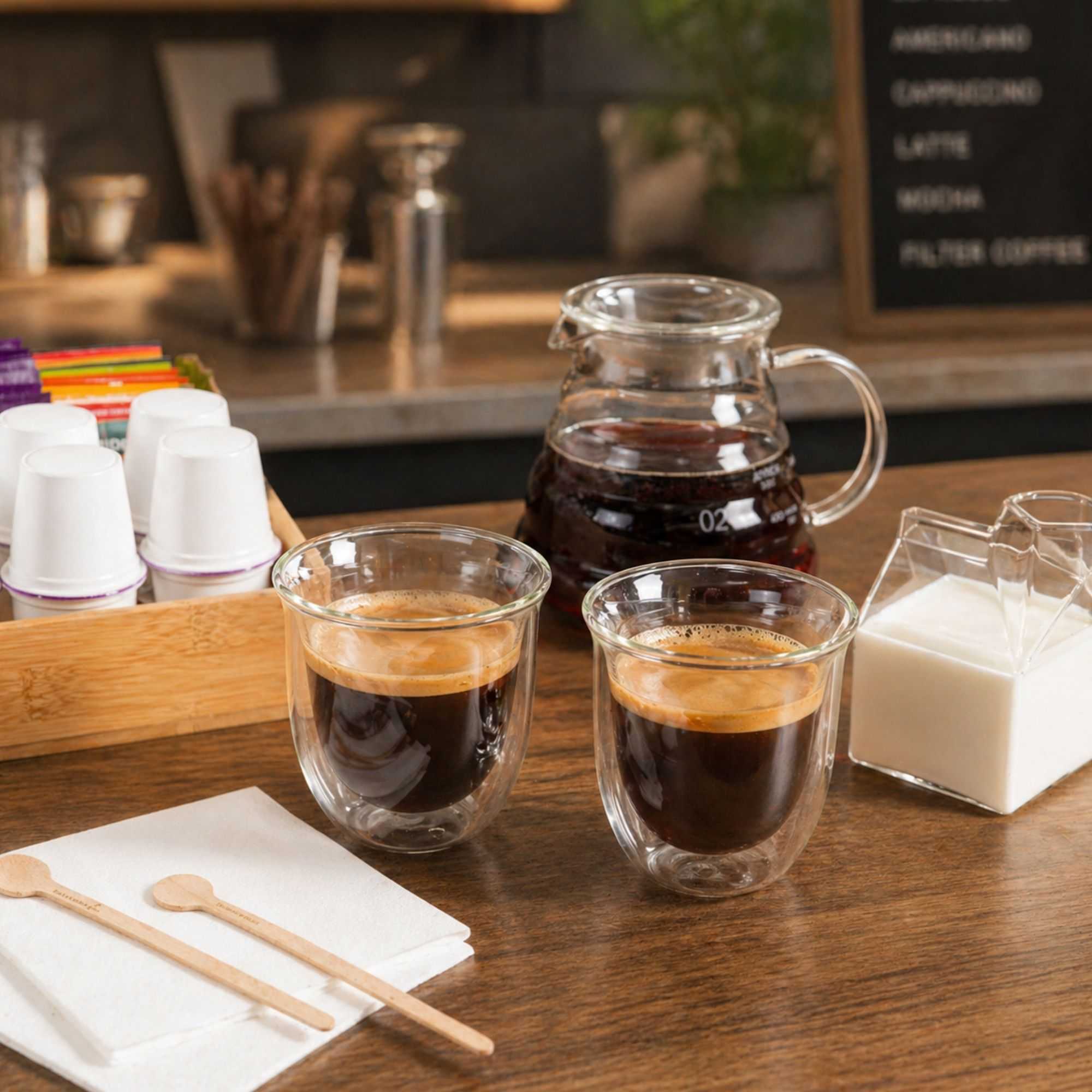 Forma Professional 7 oz Glass Coffee Cup - Double Wall, Borosilicate - 3 1/2'' x 3 1/2'' x 3 3/4'' - 12 count box