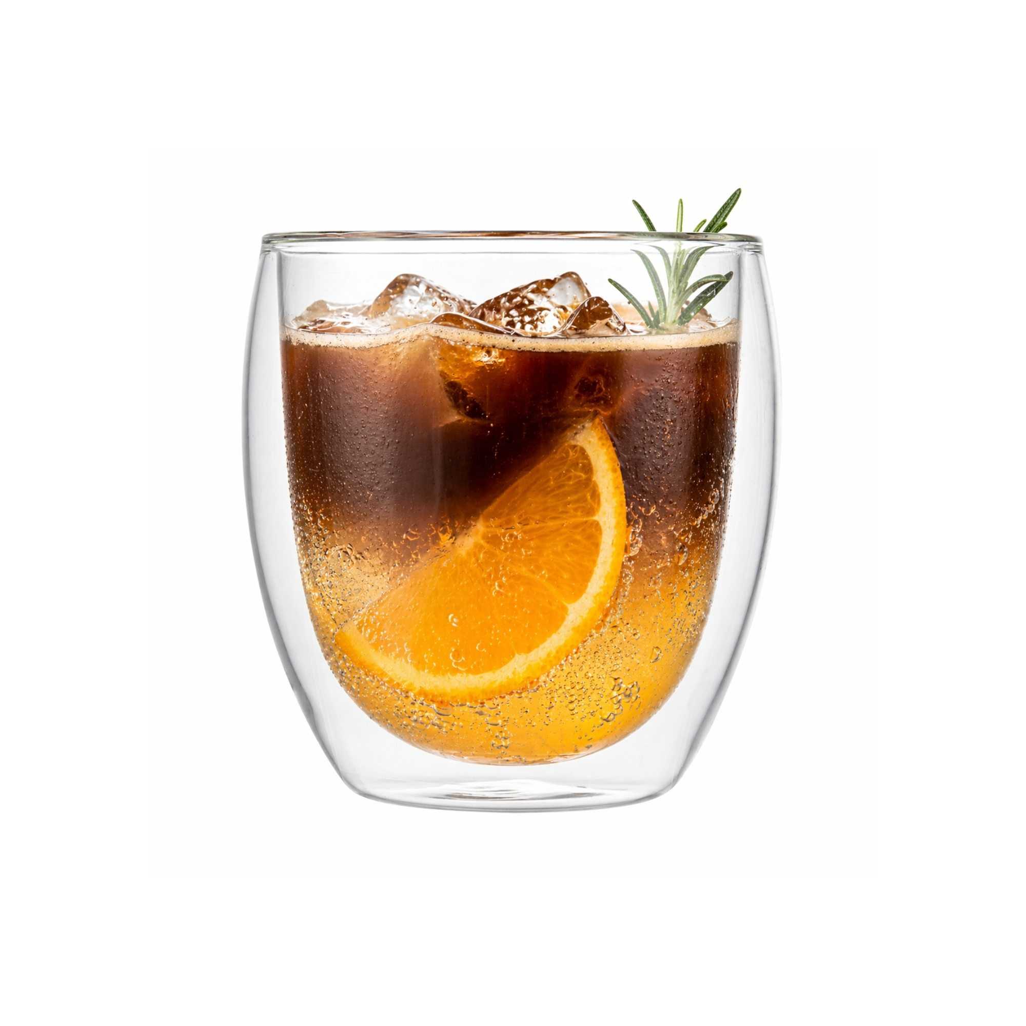 Forma Professional 8 oz Coffee Cup - Double Wall, Borosilicate - 3 1/4'' x 3 1/4'' x 3 1/2'' - 2 count box