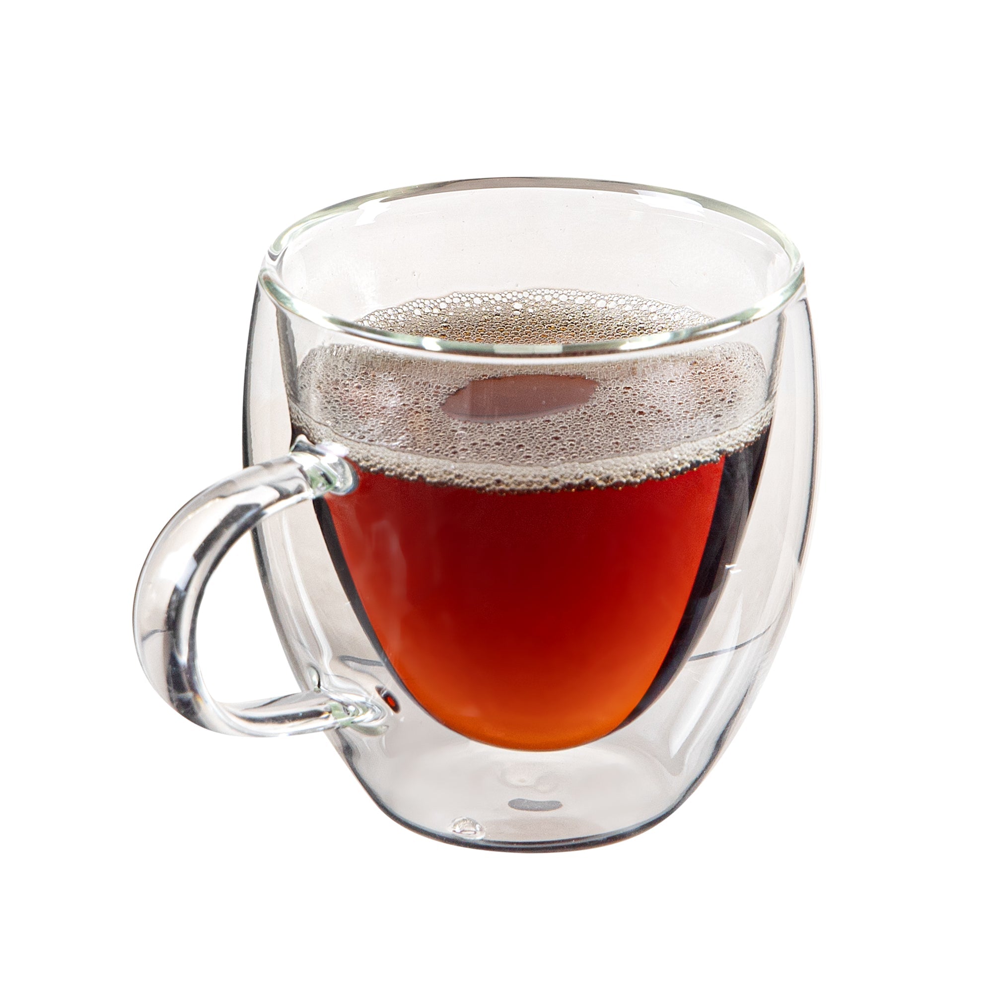 Forma Professional 5 oz Glass Coffee Cup - Double Wall, Borosilicate, with Handle - 2 1/2'' x 2 1/2'' x 3 1/4'' - 12 count box