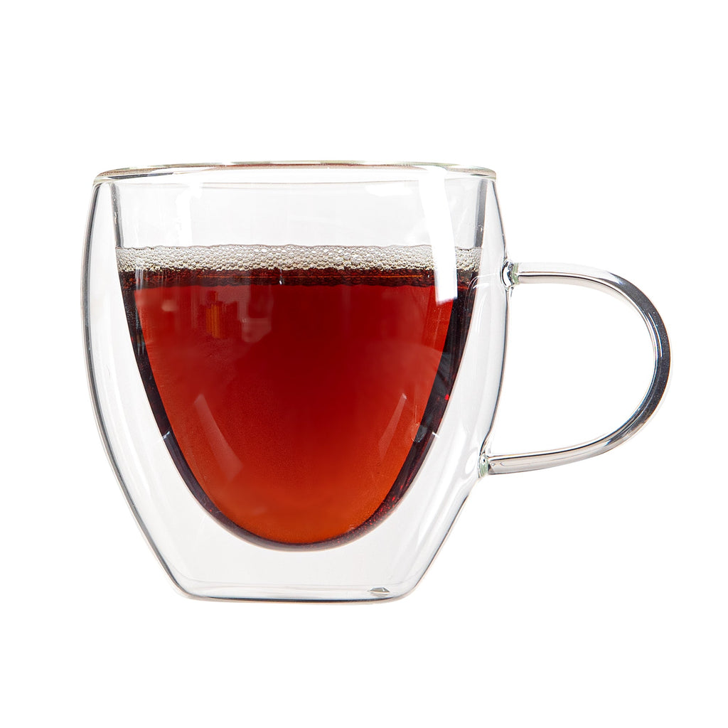Forma Professional 5 oz Glass Coffee Cup - Double Wall, Borosilicate, with Handle - 2 1/2'' x 2 1/2'' x 3 1/4'' - 12 count box