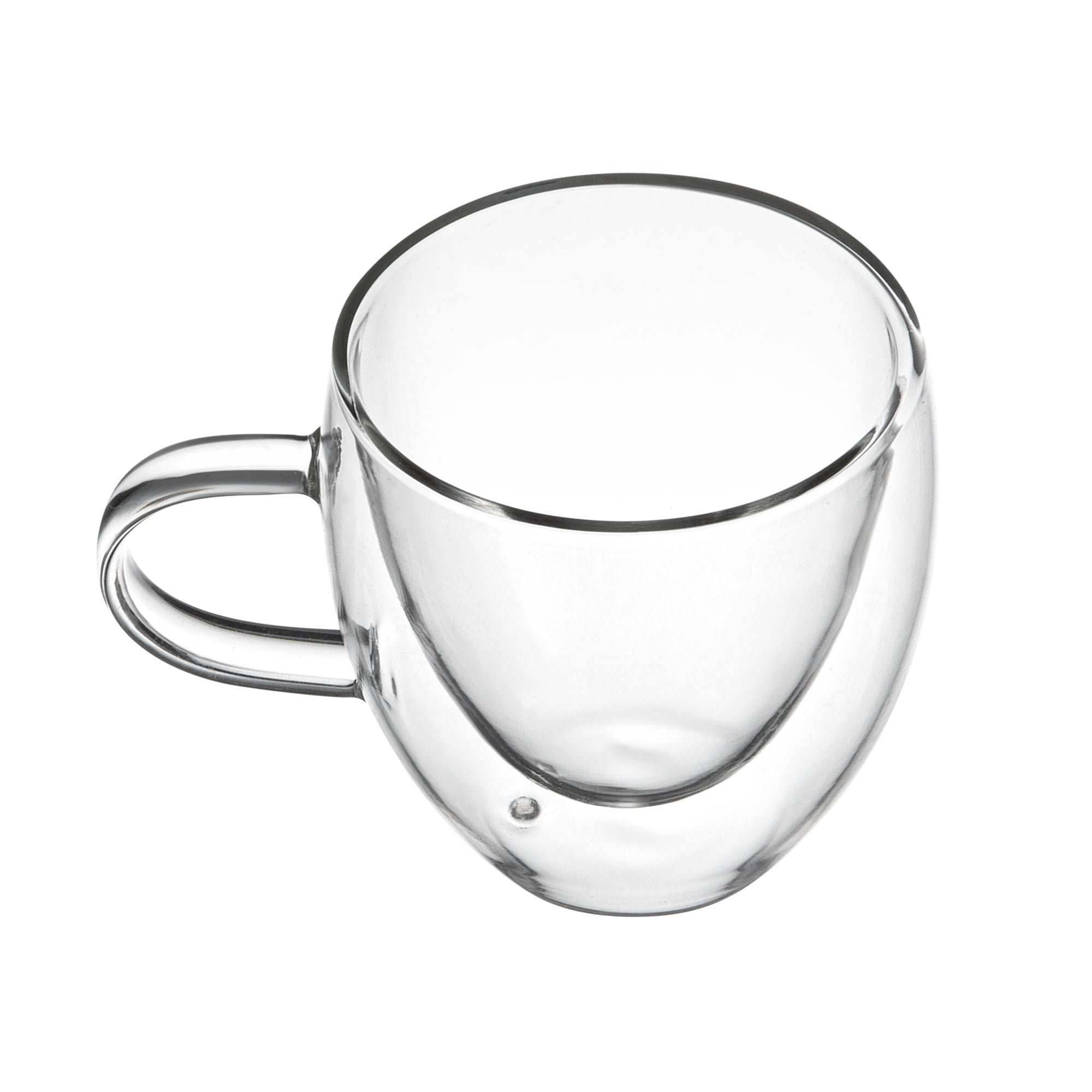Forma Professional 5 oz Glass Coffee Cup - Double Wall, Borosilicate, with Handle - 2 1/2'' x 2 1/2'' x 3 1/4'' - 12 count box
