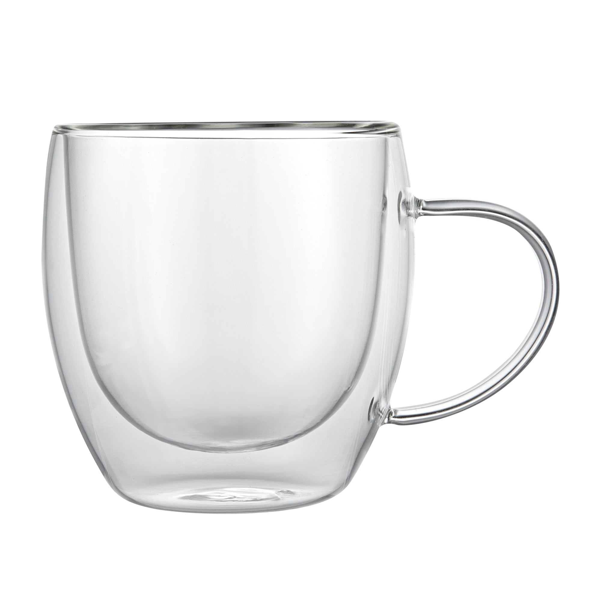 Forma Professional 8 oz Glass Coffee Cup - Double Wall, Borosilicate, with Handle - 3'' x 3'' x 3 1/2'' - 2 count box