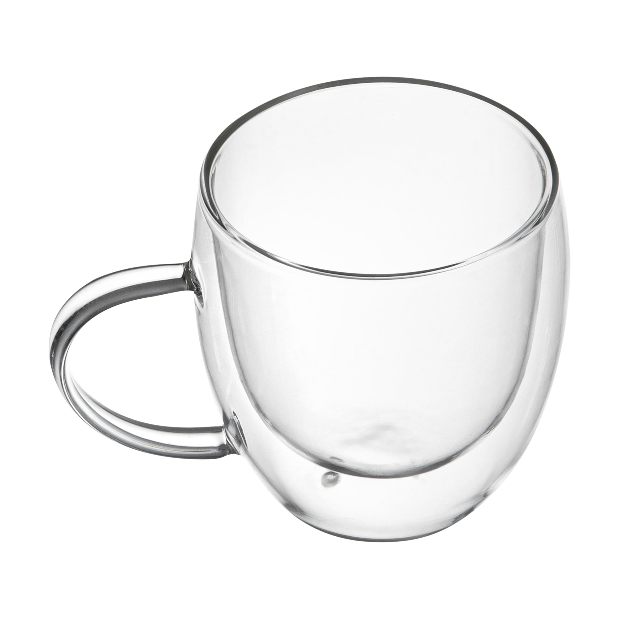 Forma Professional 8 oz Glass Coffee Cup - Double Wall, Borosilicate, with Handle - 3'' x 3'' x 3 1/2'' - 2 count box