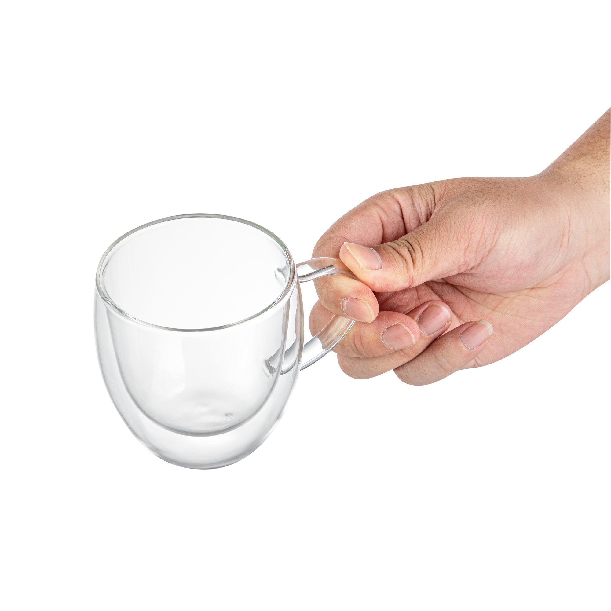 Forma Professional 8 oz Glass Coffee Cup - Double Wall, Borosilicate, with Handle - 3'' x 3'' x 3 1/2'' - 12 count box