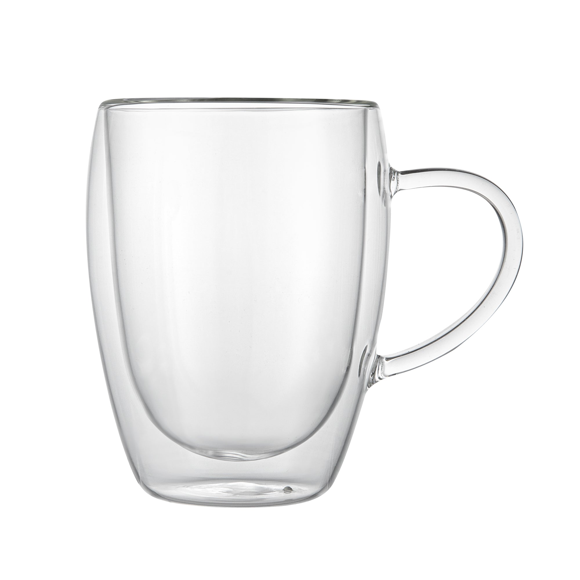 Forma Professional 12 oz Glass Coffee Cup - Double Wall, Borosilicate, with Handle - 3'' x 3'' x 4 1/2'' - 2 count box