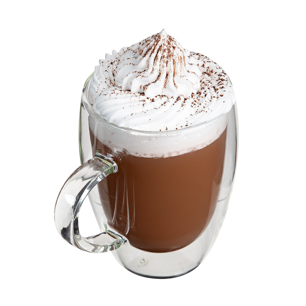 Forma Professional 12 oz Glass Coffee Cup - Double Wall, Borosilicate, with Handle - 3'' x 3'' x 4 1/2'' - 12 count box