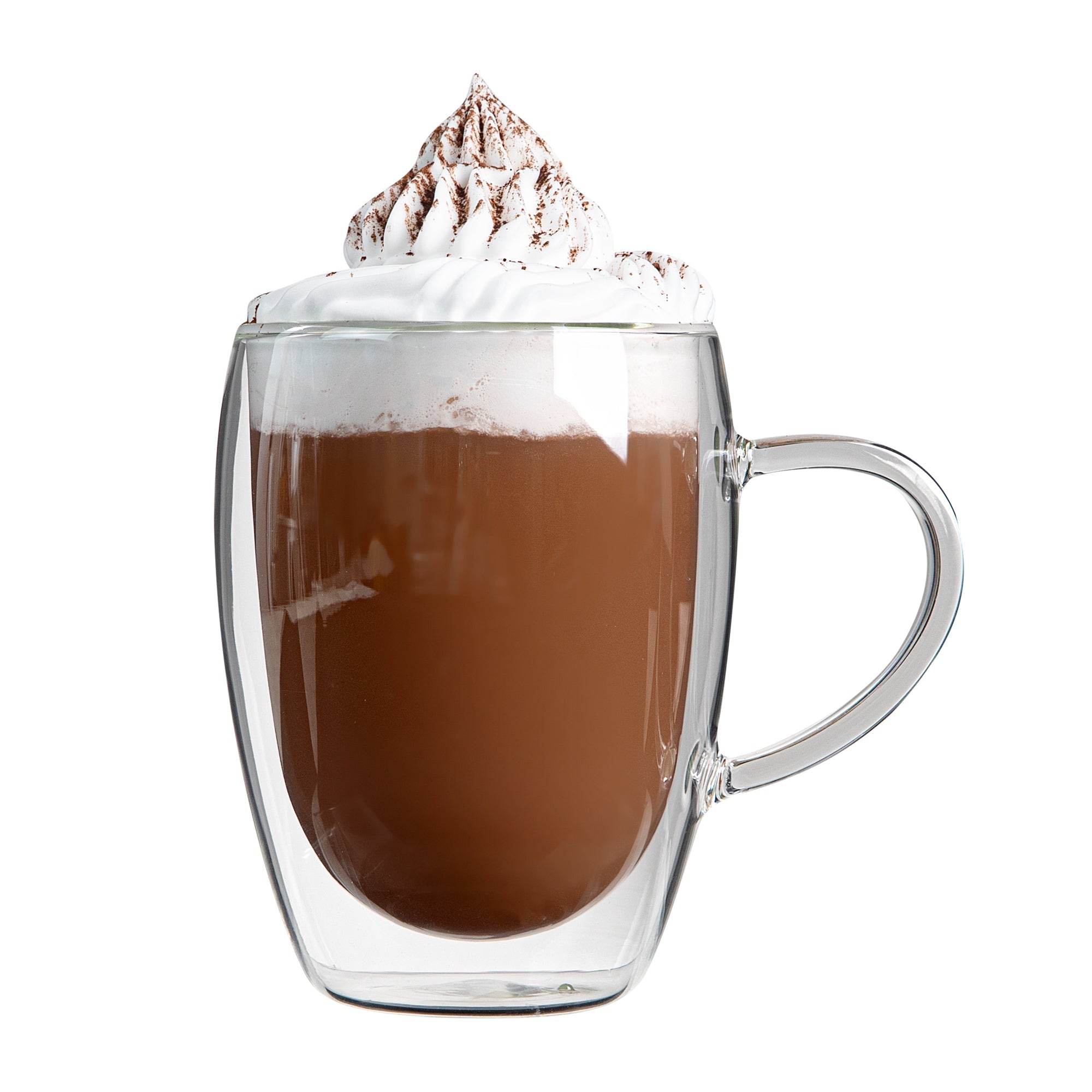 Forma Professional 12 oz Glass Coffee Cup - Double Wall, Borosilicate, with Handle - 3'' x 3'' x 4 1/2'' - 12 count box