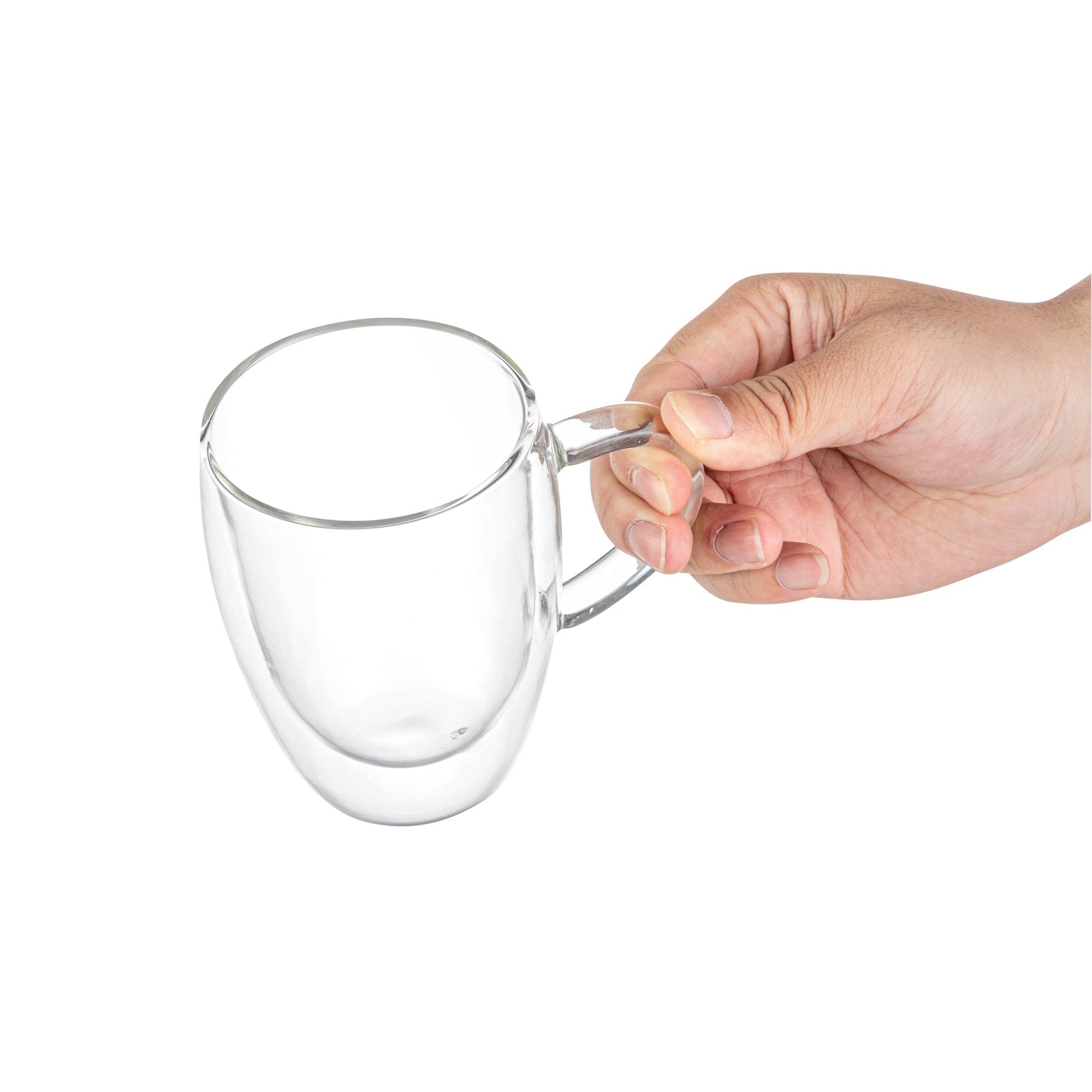Forma Professional 12 oz Glass Coffee Cup - Double Wall, Borosilicate, with Handle - 3'' x 3'' x 4 1/2'' - 12 count box