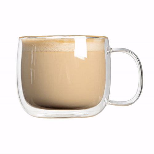 Forma Professional 17 oz Glass Coffee Mug - Double Wall, Borosilicate, with Handle - 5 1/2'' x 5 1/2'' x 3 3/4'' - 2 count box