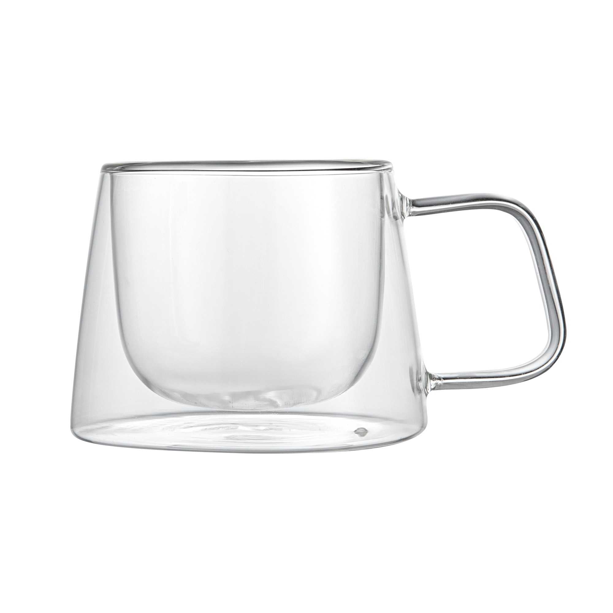 Forma Professional 7 oz Glass Coffee Mug - Double Wall, Borosilicate, with Handle - 3" x 3" x 2 3/4" - 2 count box