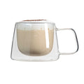 Forma Professional 7 oz Glass Coffee Mug - Double Wall, Borosilicate, with Handle - 3" x 3" x 2 3/4" - 12 count box