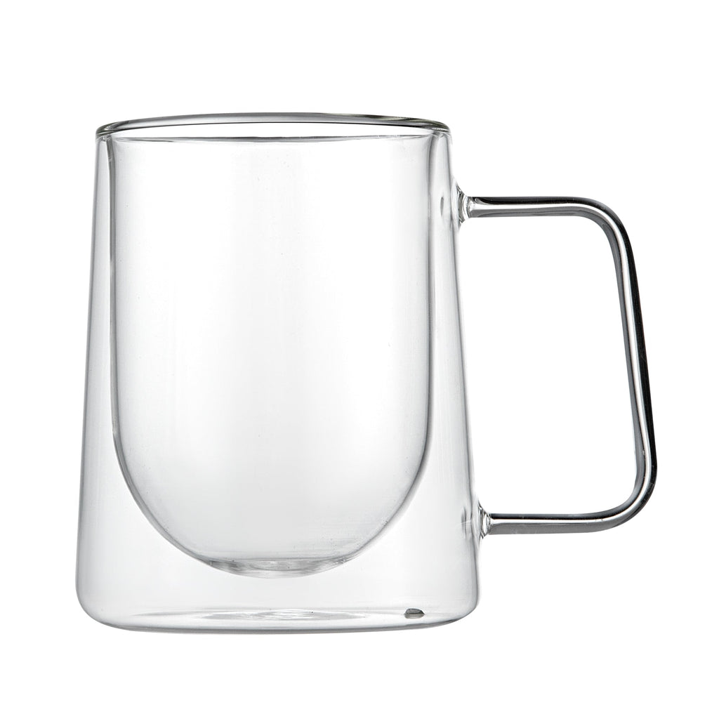 Forma Professional 10 oz Glass Coffee Mug - Double Wall, Borosilicate, with Handle - 3'' x 3'' x 4 1/4'' - 12 count box