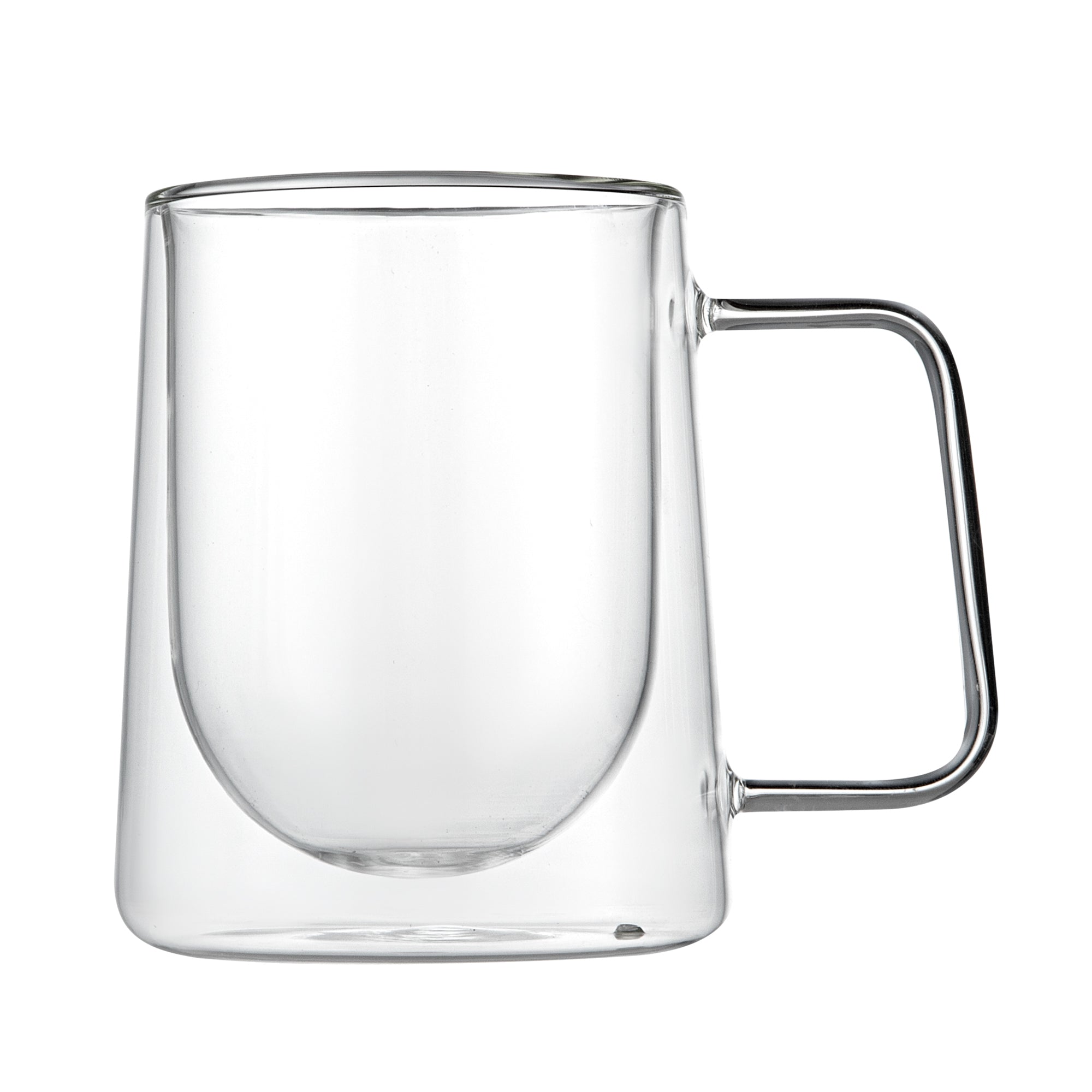 Forma Professional 10 oz Glass Coffee Mug - Double Wall, Borosilicate, with Handle - 3'' x 3'' x 4 1/4'' - 2 count box
