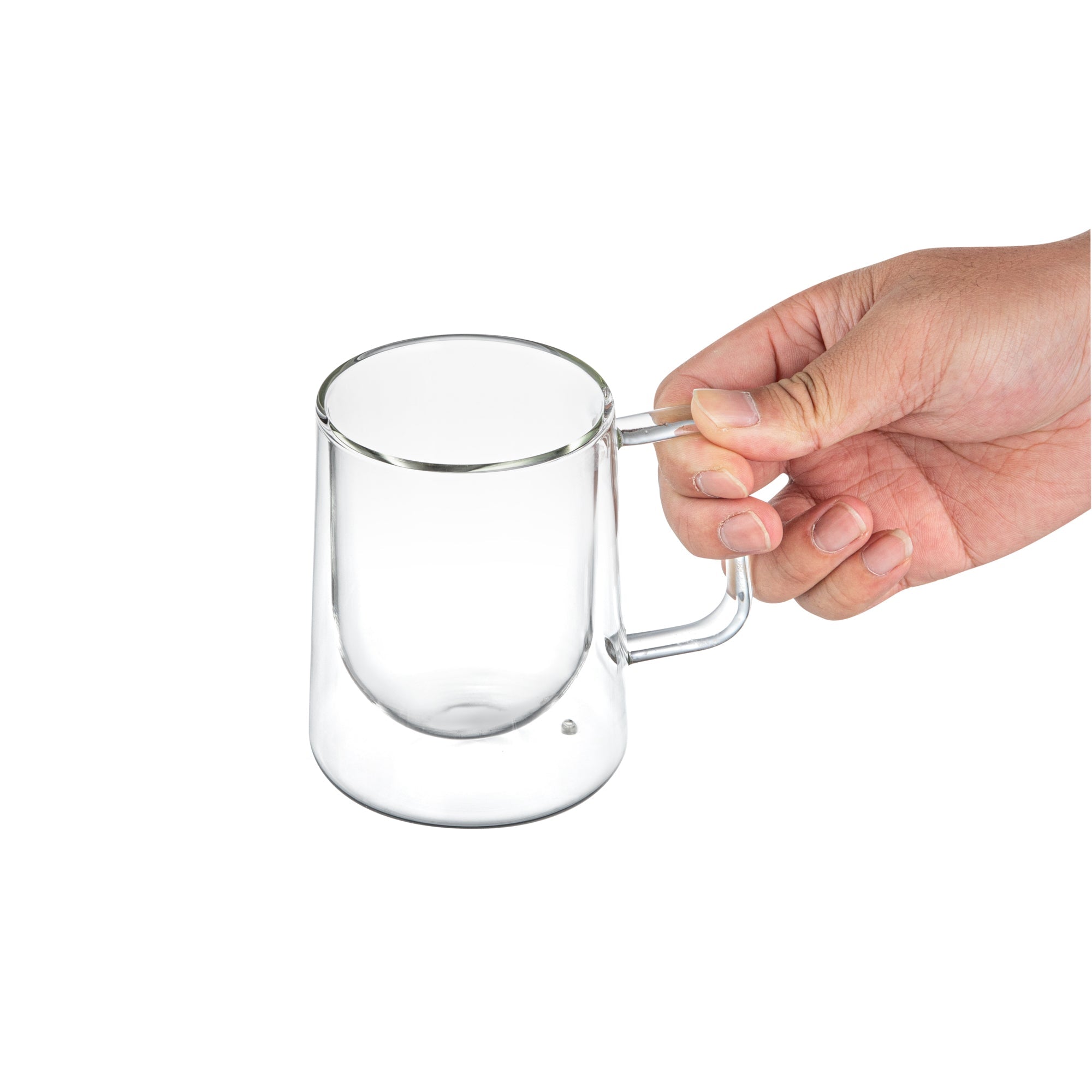 Forma Professional 10 oz Glass Coffee Mug - Double Wall, Borosilicate, with Handle - 3'' x 3'' x 4 1/4'' - 12 count box