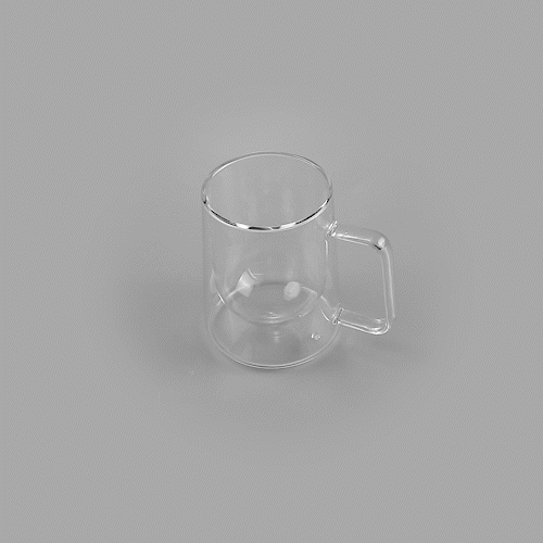 Forma Professional 10 oz Glass Coffee Mug - Double Wall, Borosilicate, with Handle - 3'' x 3'' x 4 1/4'' - 12 count box