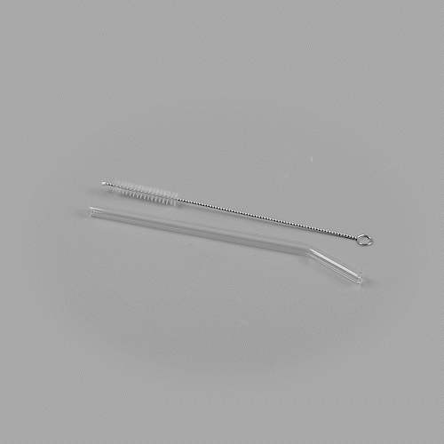Forma Professional Clear Bent Glass Straw - Borosilicate, with Brush - 7 3/4'' - 100 count box