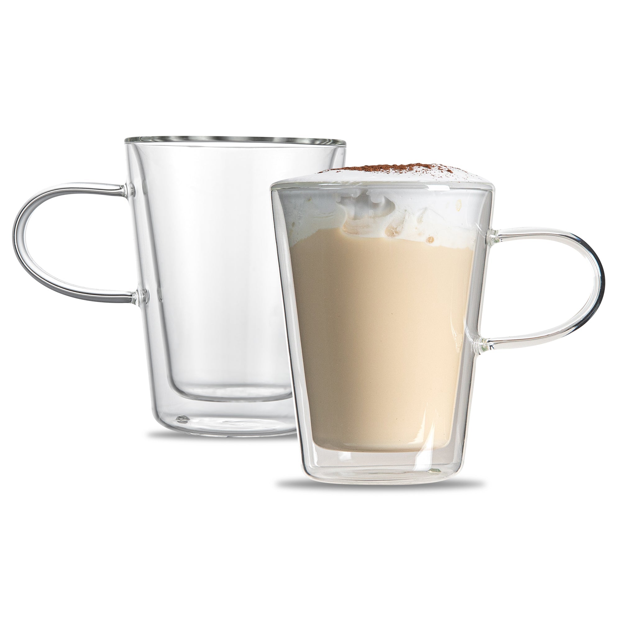 Forma Professional 5 oz Glass Mug - Double Wall, Borosilicate, with Handle - 2 3/4" x 2 3/4" x 3 3/4" - 2 count box