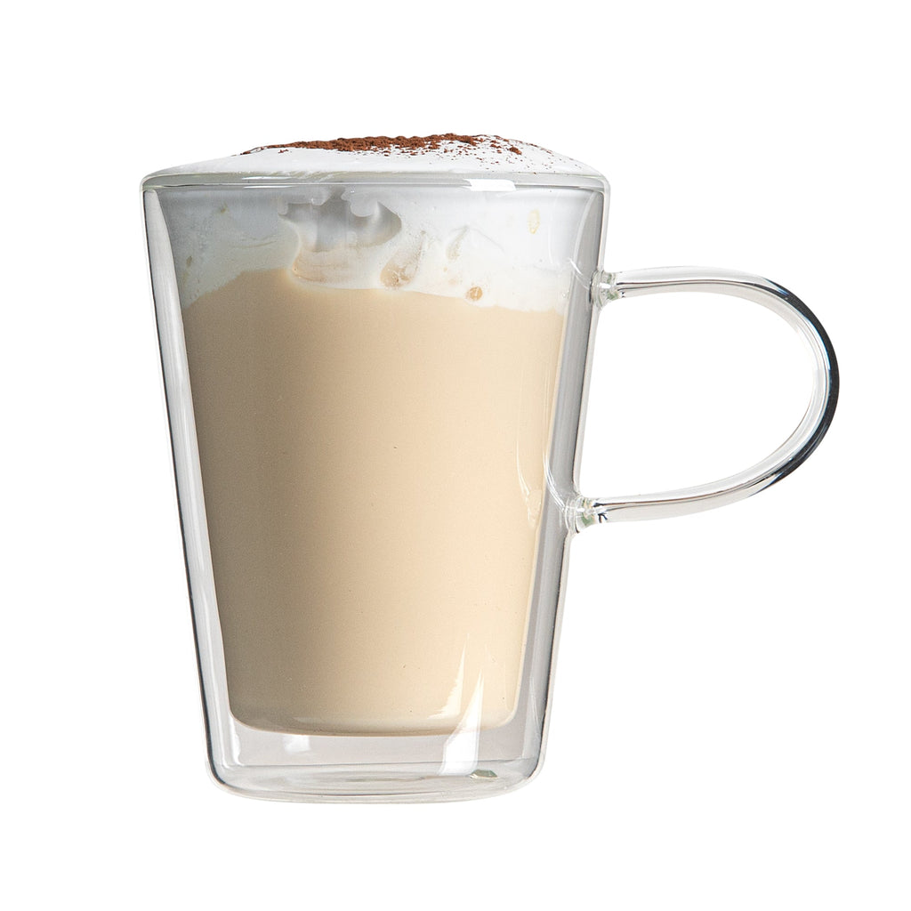Forma Professional 5 oz Glass Mug - Double Wall, Borosilicate, with Handle - 2 3/4" x 2 3/4" x 3 3/4" - 2 count box