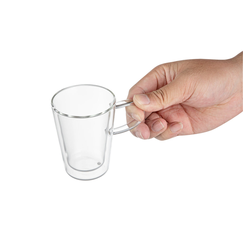 Forma Professional 5 oz Glass Mug - Double Wall, Borosilicate, with Handle - 2 3/4" x 2 3/4" x 3 3/4" - 2 count box