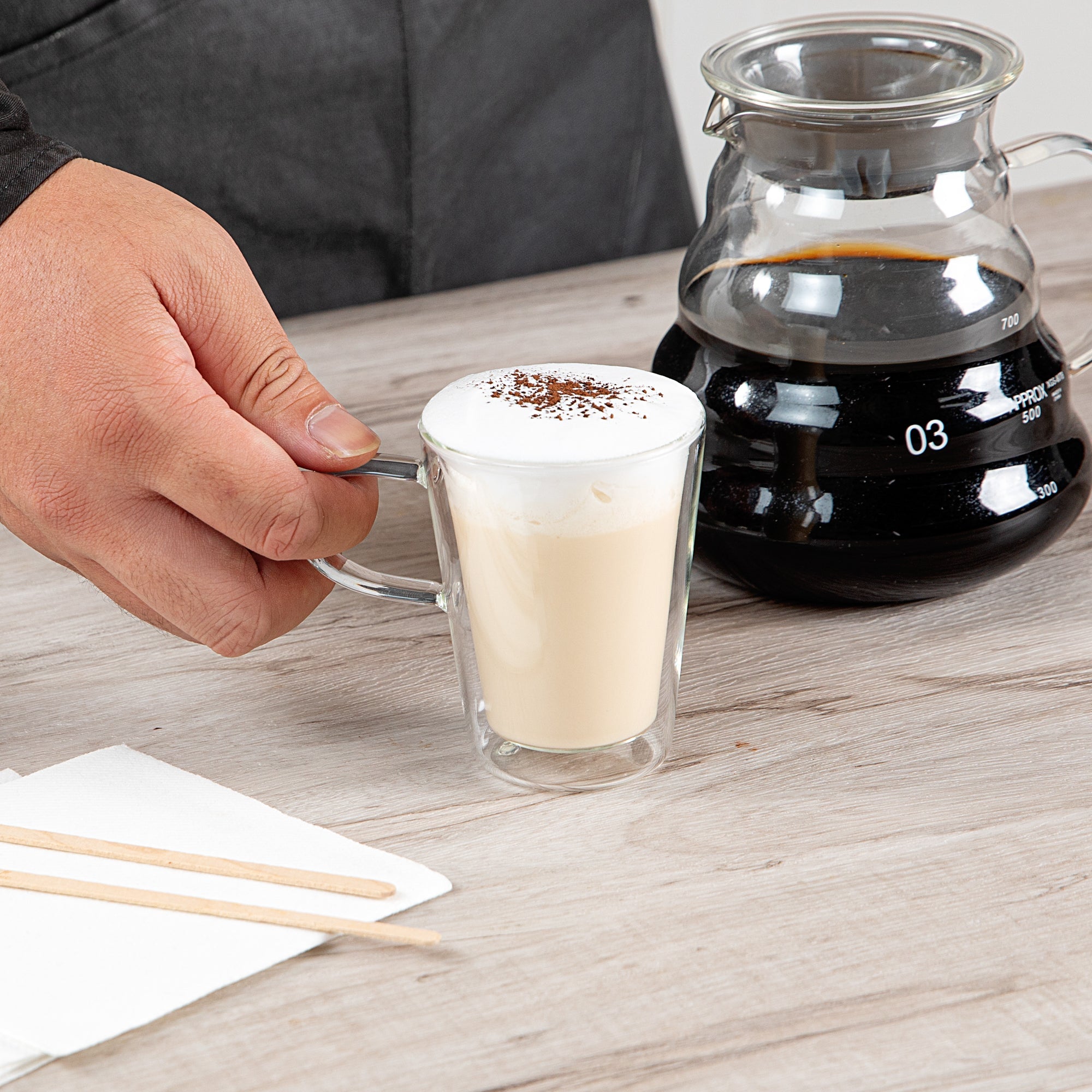 Forma Professional 5 oz Glass Mug - Double Wall, Borosilicate, with Handle - 2 3/4" x 2 3/4" x 3 3/4" - 2 count box