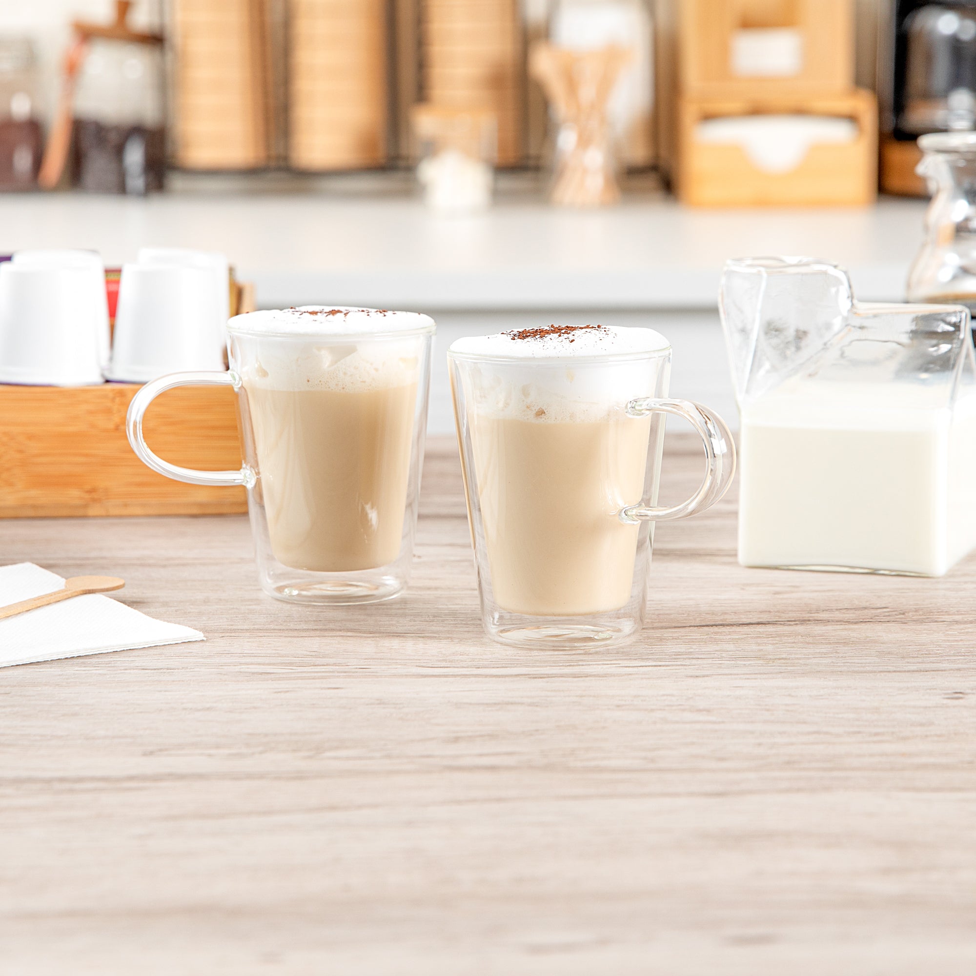 Forma Professional 5 oz Glass Mug - Double Wall, Borosilicate, with Handle - 2 3/4" x 2 3/4" x 3 3/4" - 2 count box
