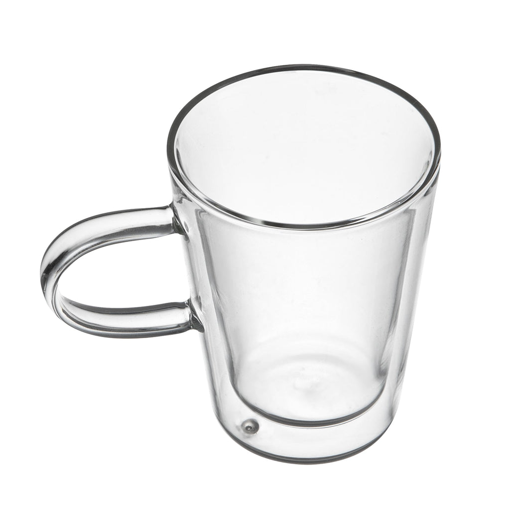 Forma Professional 5 oz Glass Mug - Double Wall, Borosilicate, with Handle - 2 3/4" x 2 3/4" x 3 3/4" - 12 count box