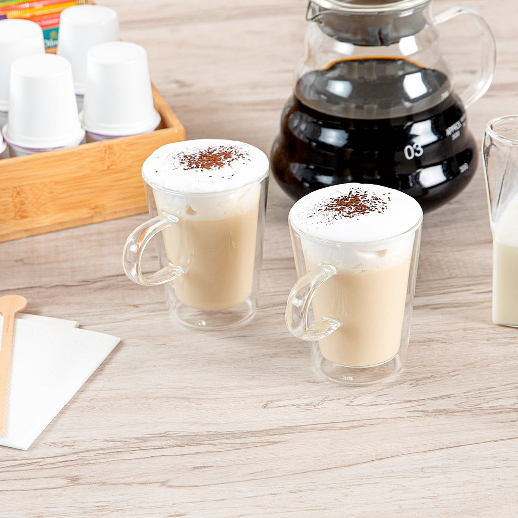 Forma Professional 5 oz Glass Mug - Double Wall, Borosilicate, with Handle - 2 3/4" x 2 3/4" x 3 3/4" - 12 count box