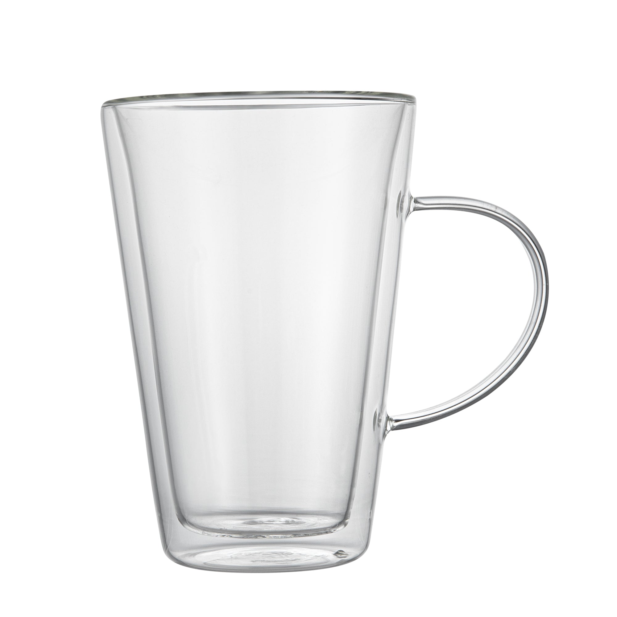 Forma Professional 14 oz Glass Mug - Double Wall, Borosilicate, with Handle - 3 3/4" x 3 3/4" x 5 1/2" - 12 count box