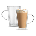 Forma Professional 14 oz Glass Mug - Double Wall, Borosilicate, with Handle - 3 3/4" x 3 3/4" x 5 1/2" - 2 count box