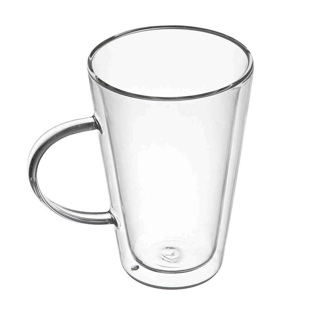 Forma Professional 14 oz Glass Mug - Double Wall, Borosilicate, with Handle - 3 3/4" x 3 3/4" x 5 1/2" - 2 count box