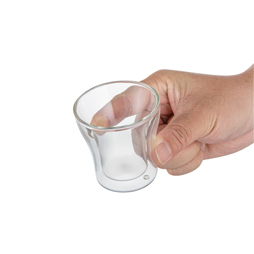 Forma Professional 3 oz Shot Glass / Espresso Cup - Double Wall, Borosilicate - 2 3/4'' x 2 3/4'' x 2 3/4'' - 12 count box