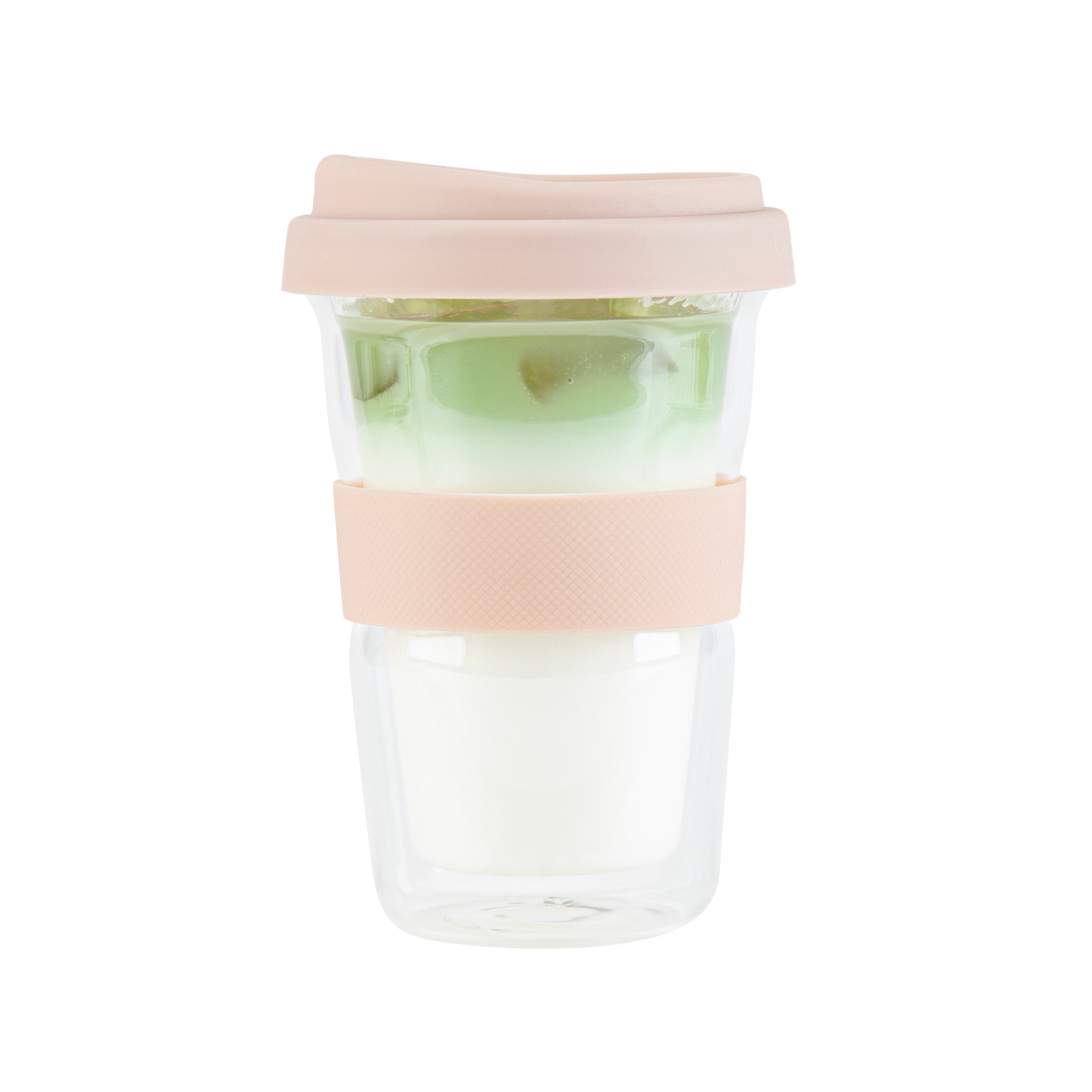Forma Professional 14 oz Glass Travel Mug - Double Wall, Borosilicate, with Tan Lid and Sleeve - 10 count box