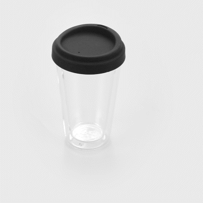 Forma Professional 14 oz Glass Travel Mug - Double Wall, Borosilicate, with Black Lid - 1 count box