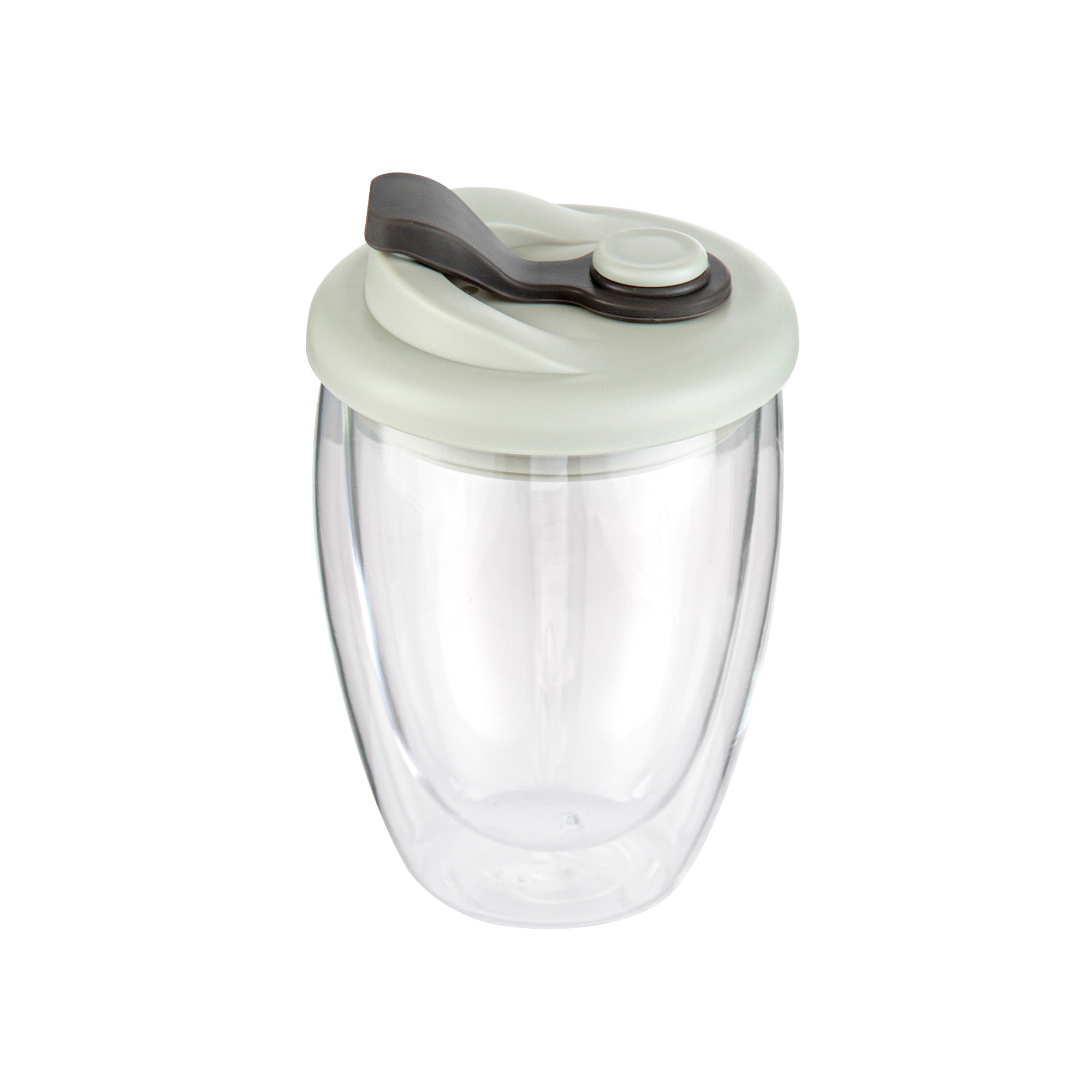 Forma Professional 12 oz Glass Travel Mug - Double Wall, Borosilicate, with Gray Lid - 1 count box