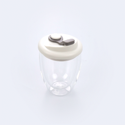 Forma Professional 12 oz Glass Travel Mug - Double Wall, Borosilicate, with Gray Lid - 10 count box