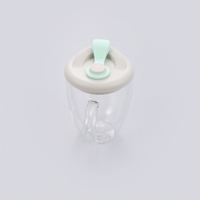 Forma Professional 12 oz Glass Travel Mug - Double Wall, Borosilicate, with Handle and Gray and Green Lid - 10 count box