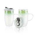 Forma Professional 15 oz Glass Travel Mug - Double Wall, Borosilicate, with Handle and Gray Lid - 1 count box