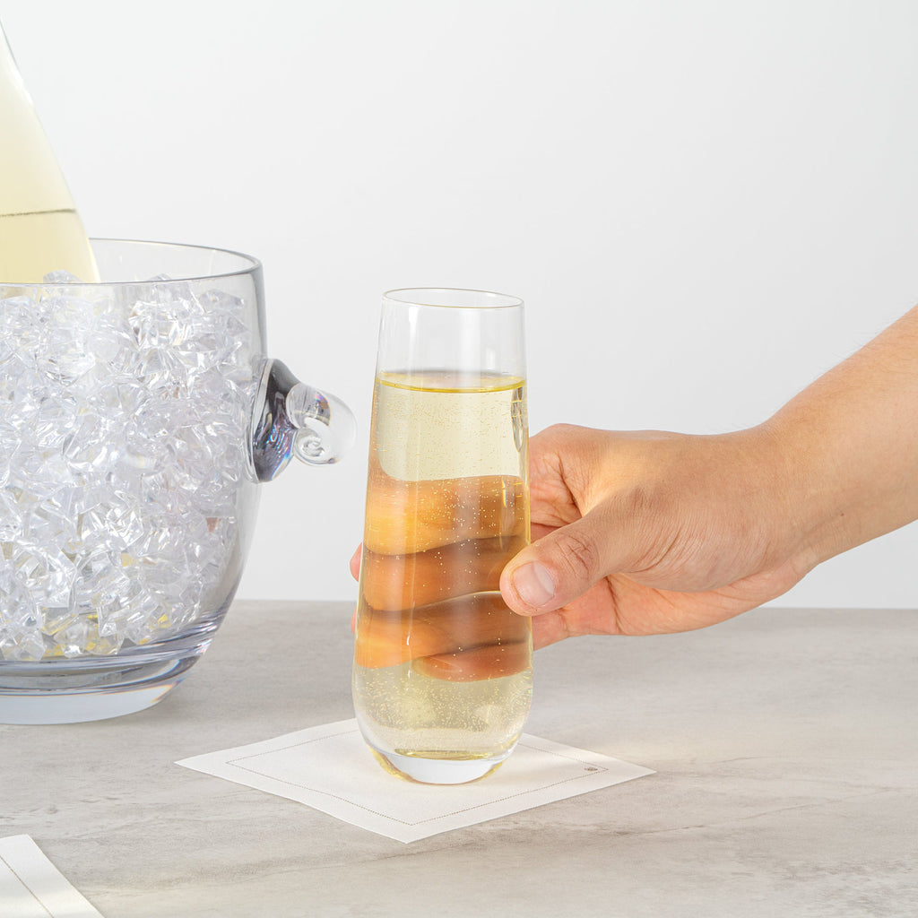 Vetri 10 oz Stemless Flute Glass - 1 3/4" x 1 3/4" x 6 1/4" - 6 count box