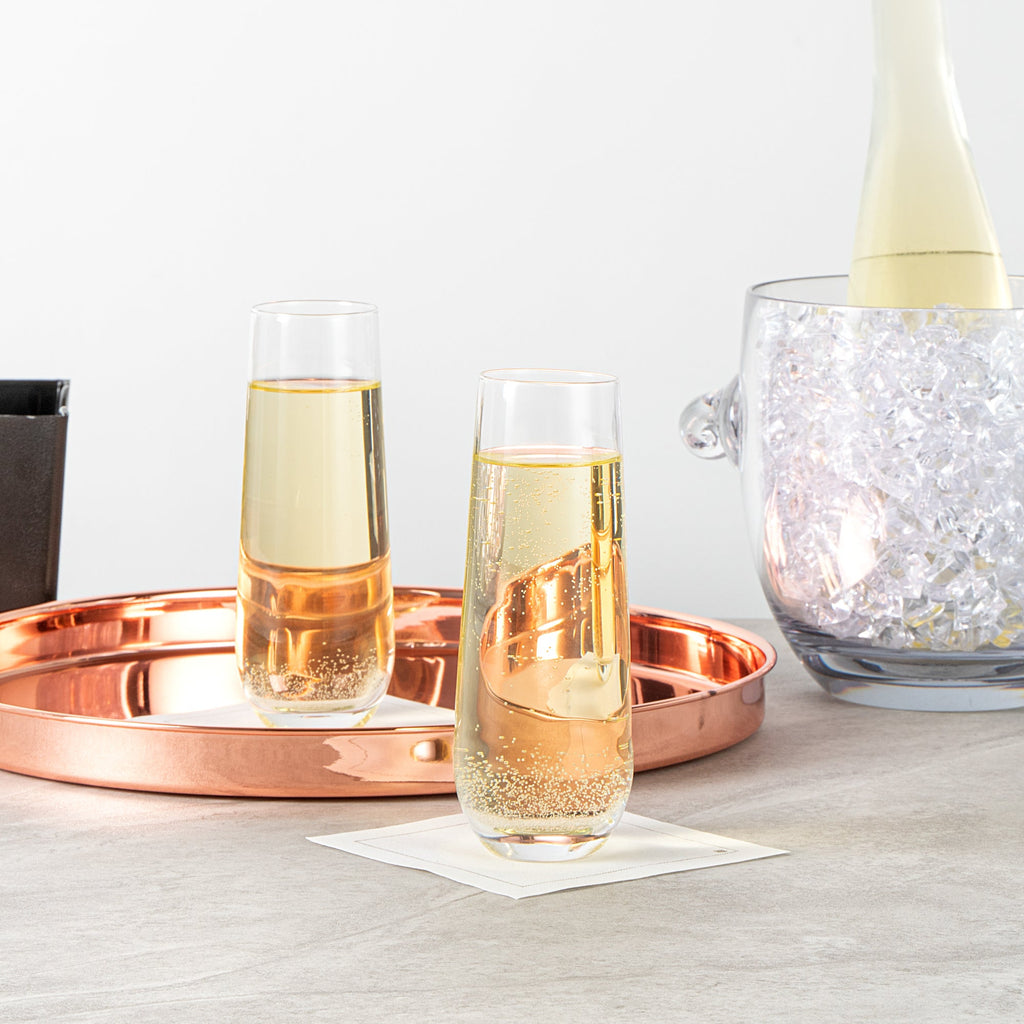 Vetri 10 oz Stemless Flute Glass - 1 3/4" x 1 3/4" x 6 1/4" - 6 count box