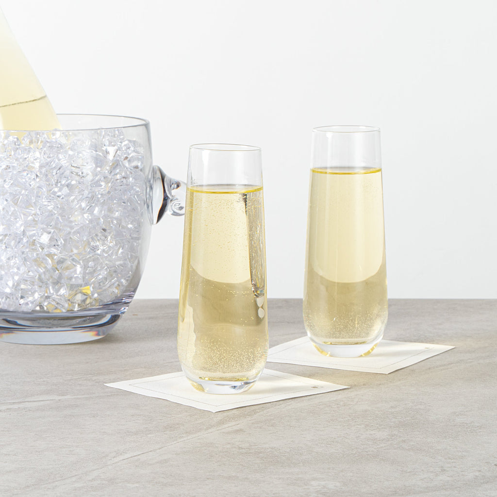 Vetri 10 oz Stemless Flute Glass - 1 3/4" x 1 3/4" x 6 1/4" - 6 count box