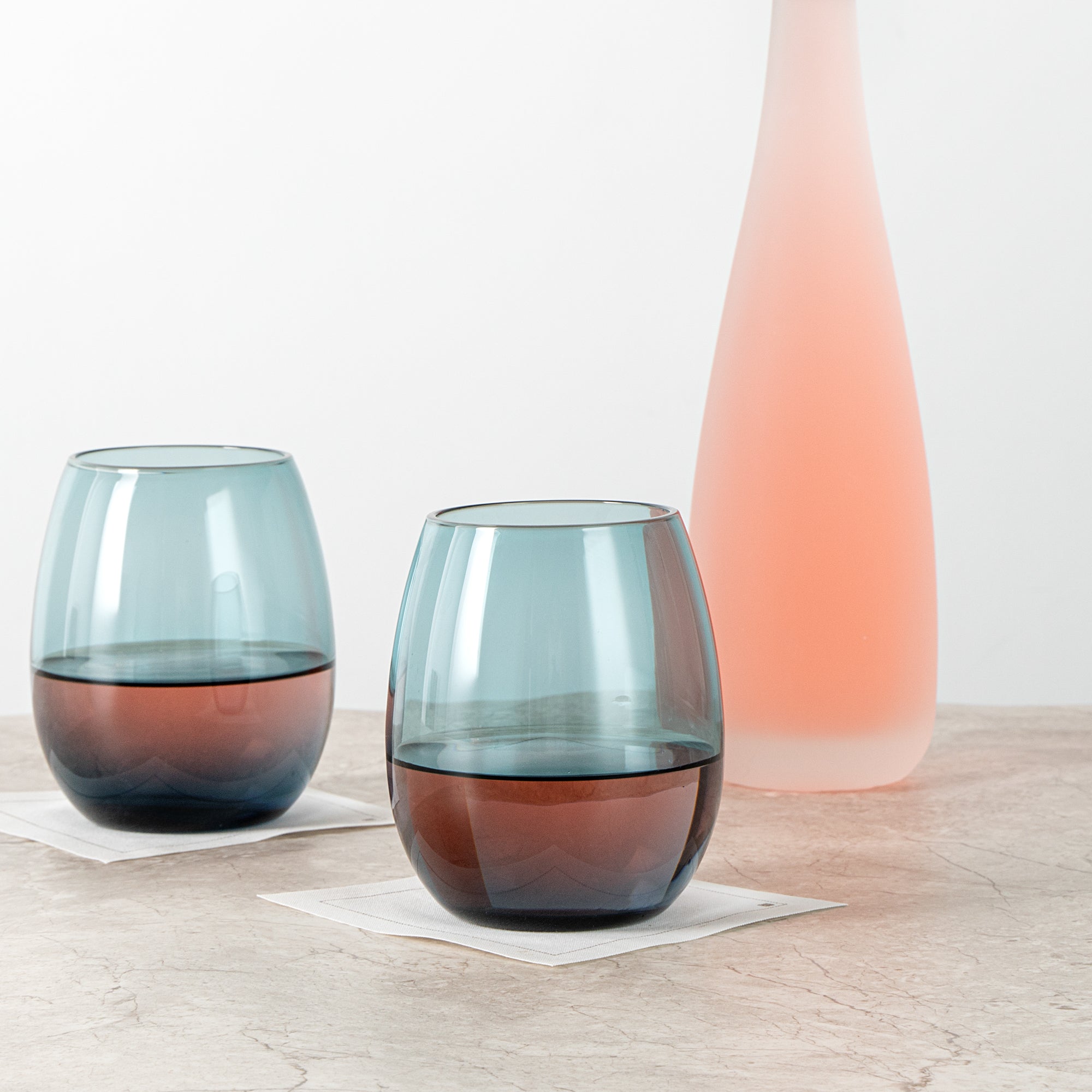 Vetri 15 oz Blue Stemless Wine Glass - 3 3/4" x 3 3/4" x 4 1/4" - 6 count box