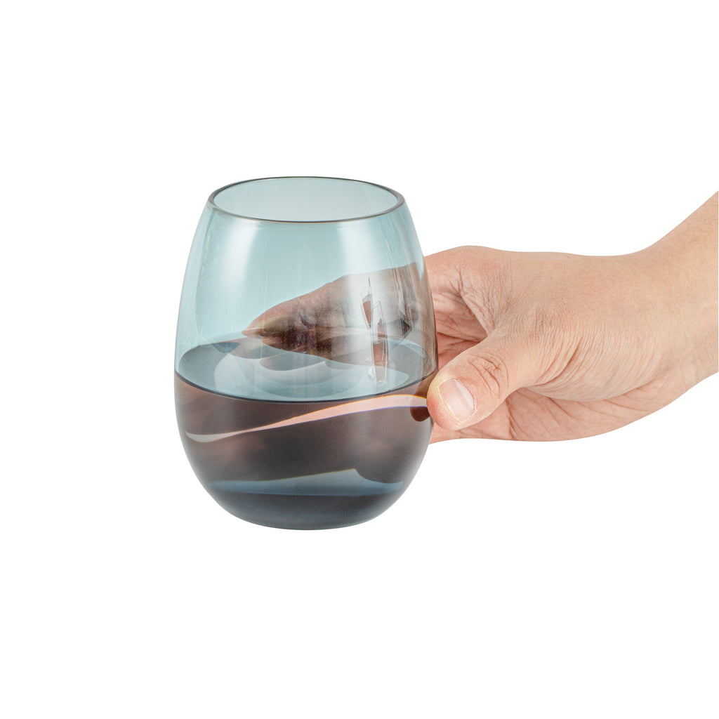 Vetri 15 oz Blue Stemless Wine Glass - 3 3/4" x 3 3/4" x 4 1/4" - 6 count box