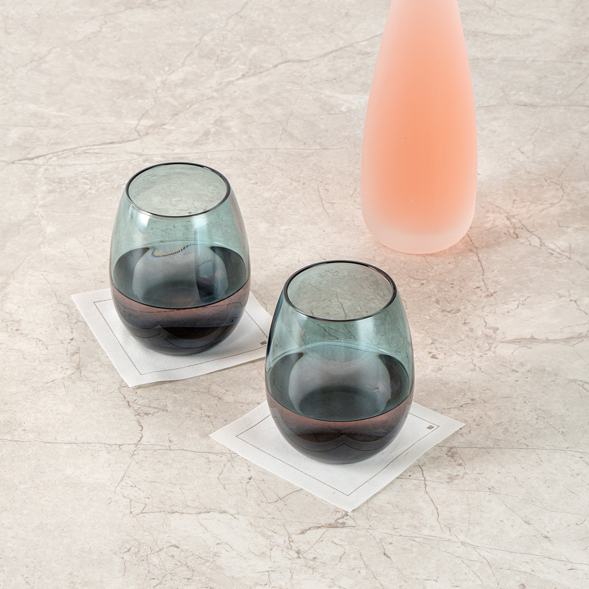 Vetri 15 oz Blue Stemless Wine Glass - 3 3/4" x 3 3/4" x 4 1/4" - 6 count box