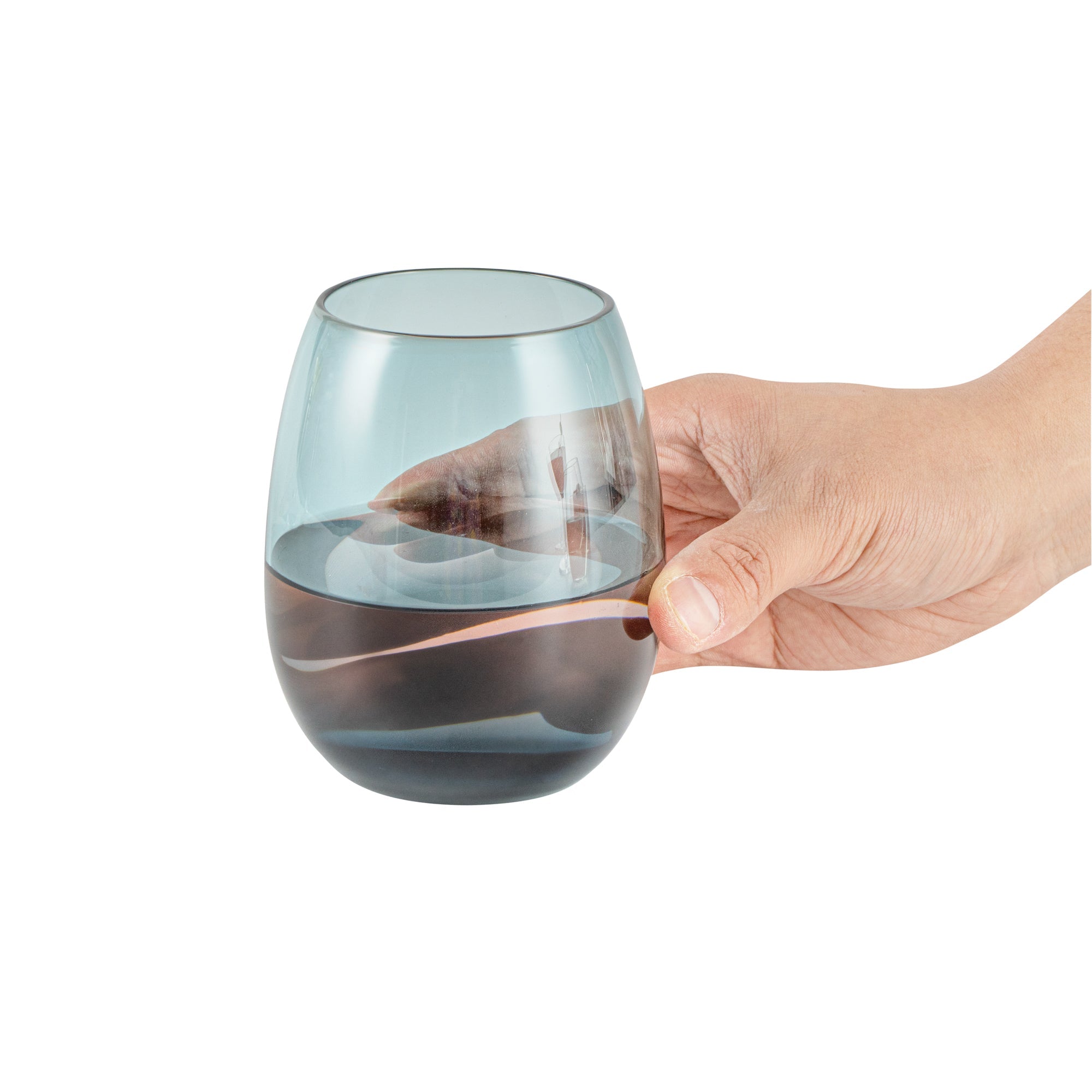 Vetri 15 oz Blue Stemless Wine Glass - 3 3/4" x 3 3/4" x 4 1/4" - 24 count box